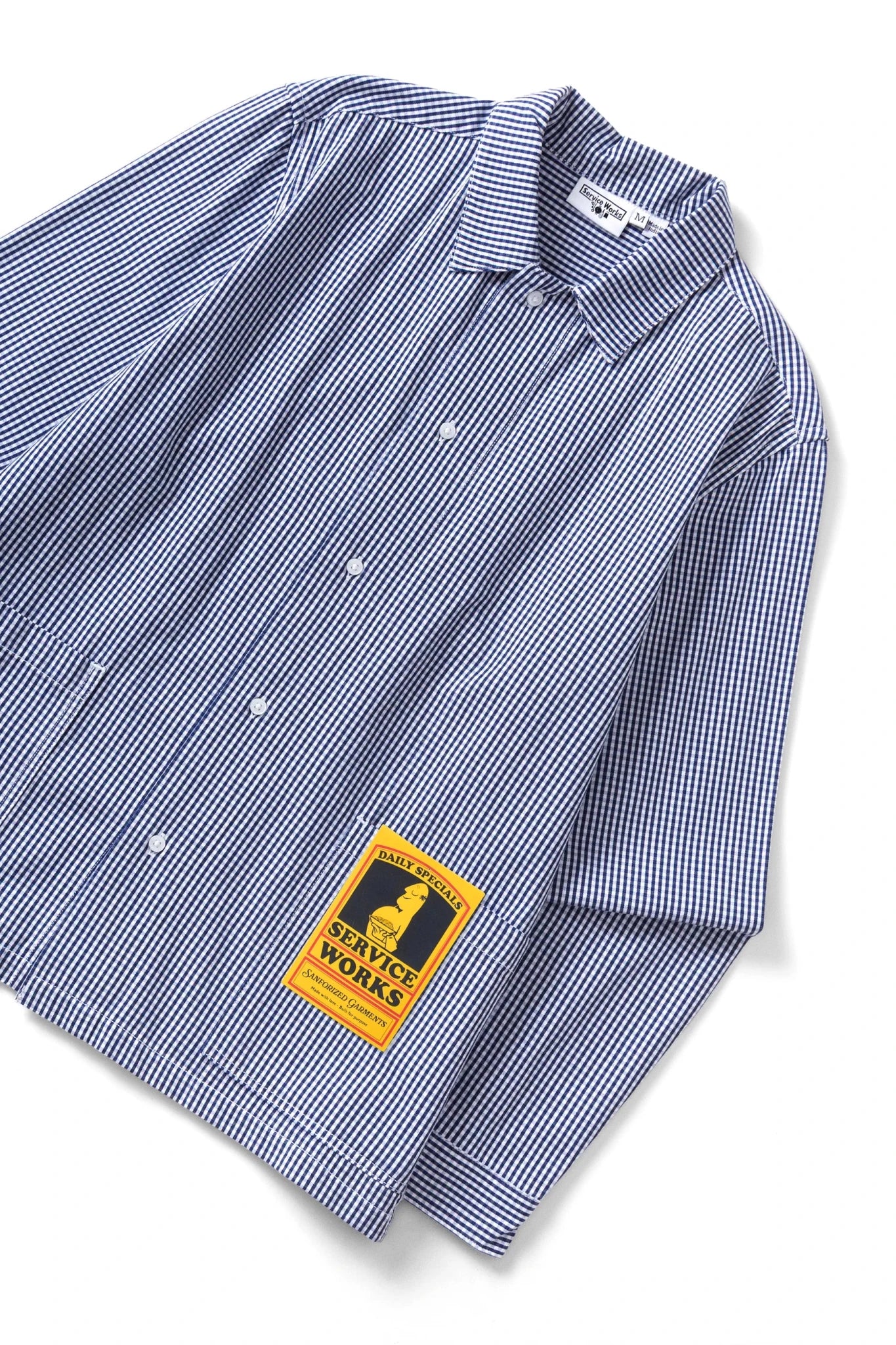 Service Works Waiter Shirt Blue Gingham - Steranko Clothing Manchester