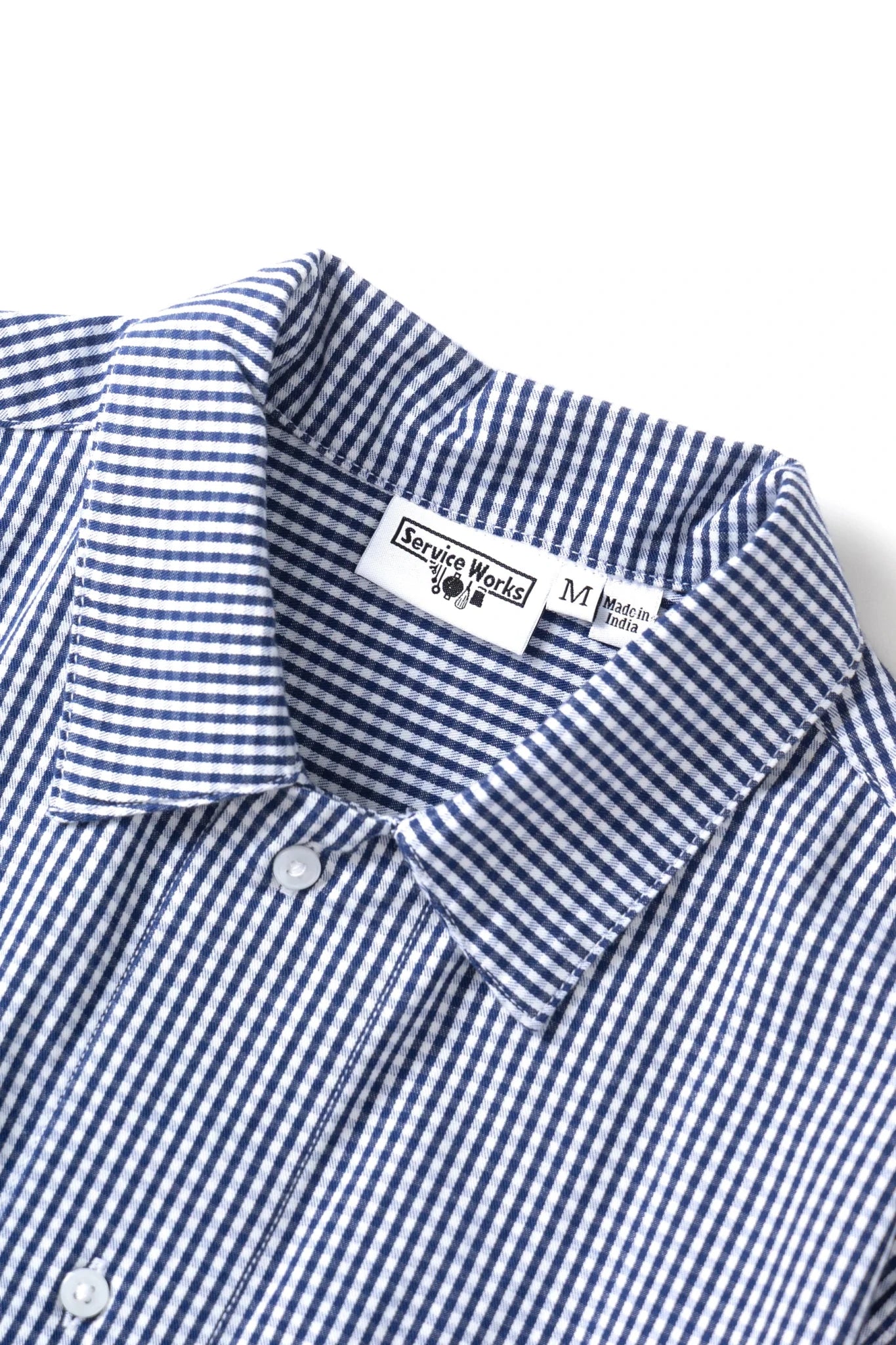 Service Works Waiter Shirt Blue Gingham - Steranko Clothing Manchester