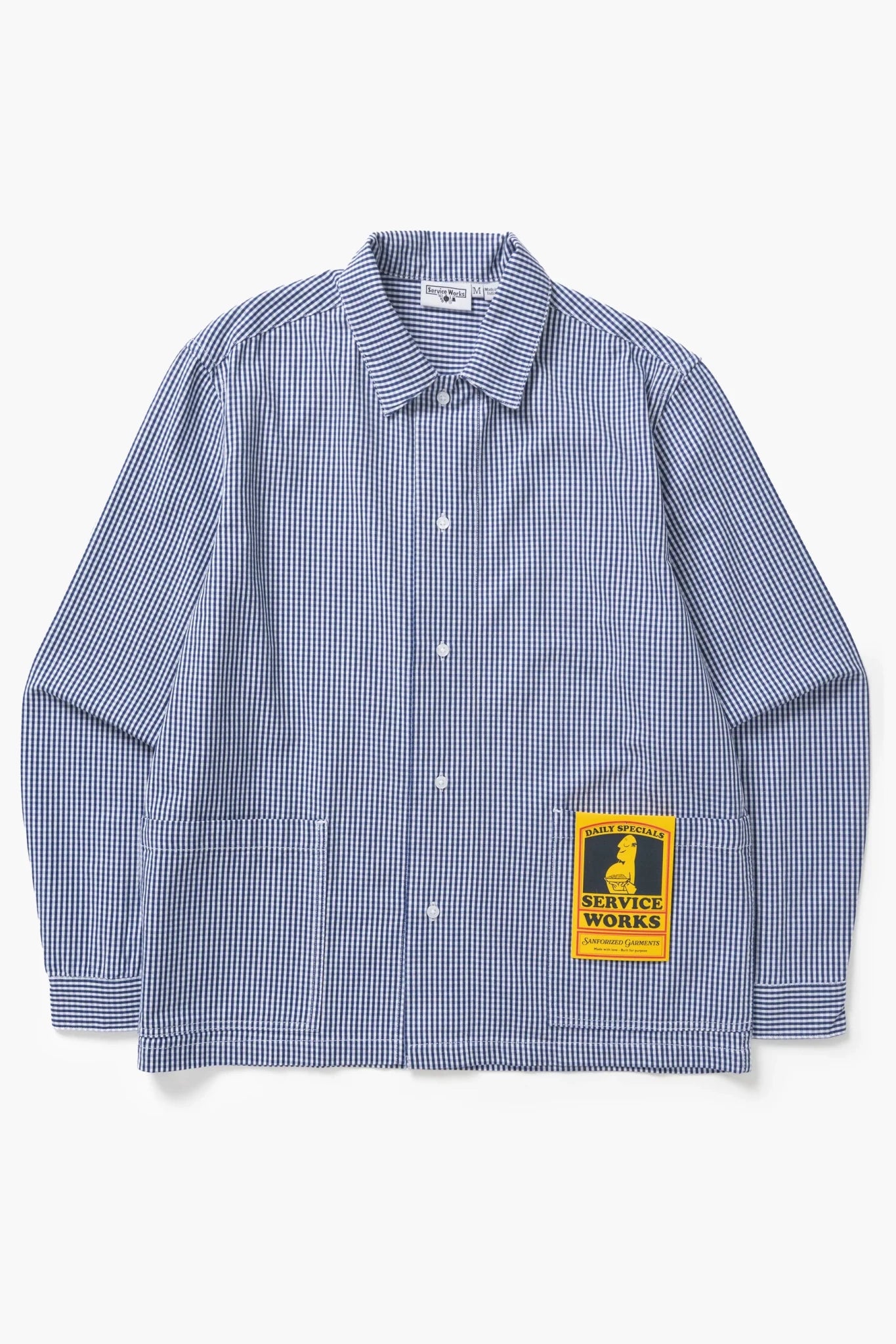 Service Works Waiter Shirt Blue Gingham - Steranko Clothing Manchester