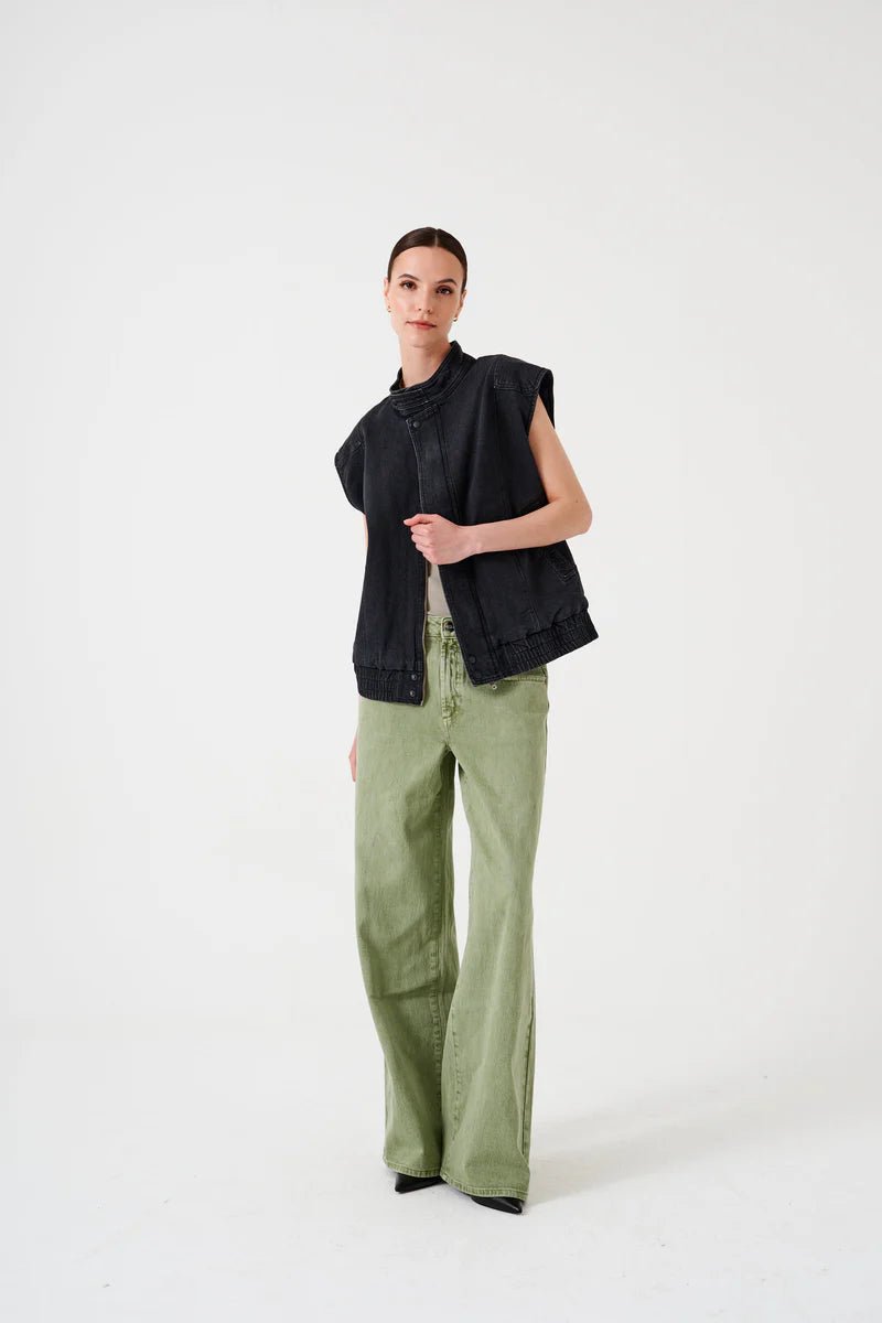 Seventy & Mochi Oversized Juno Sleeveless Jacket Washed Black - Steranko Clothing Manchester