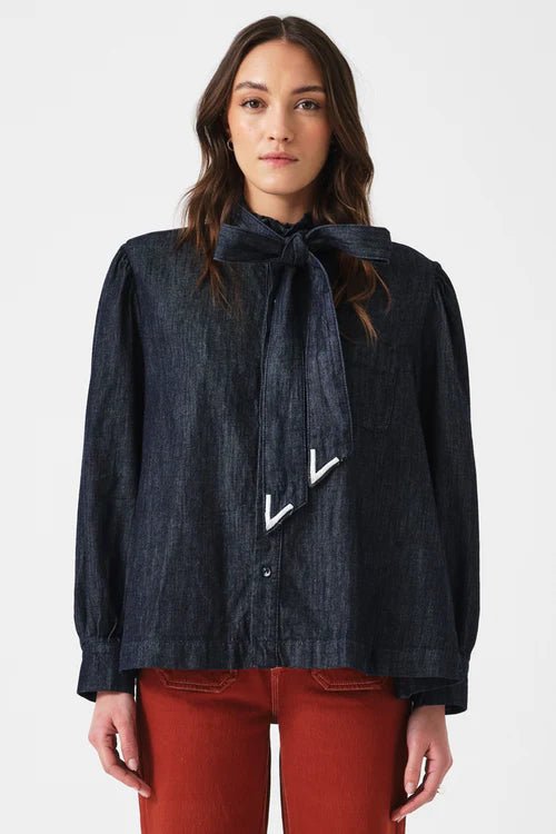 Seventy & Mochi Poet Blouse Pacific Blue - Steranko Clothing Manchester