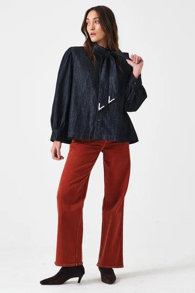 Seventy & Mochi Poet Blouse Pacific Blue - Steranko Clothing Manchester