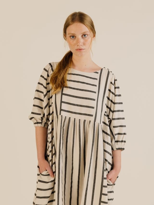 Sideline Betsy Dress Off White Stripe - Steranko Clothing Manchester