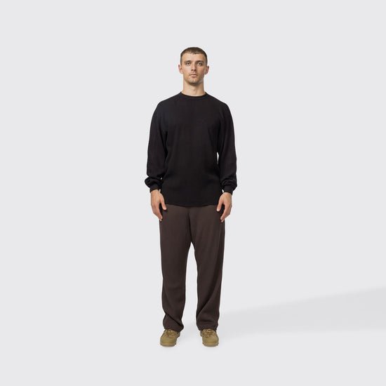 Snow Peak Heavyweight Waffle Pullover Black - Steranko Clothing Manchester