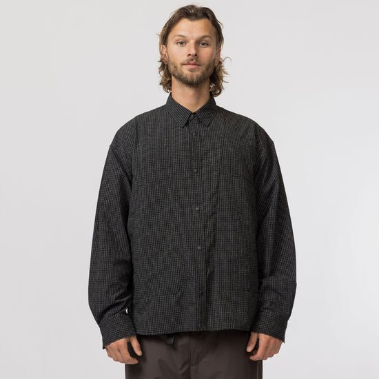 Snow Peak Kasuri Ripstop Shirt Black - Steranko Clothing Manchester