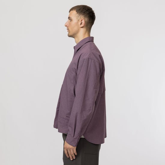 Snow Peak Kasuri Ripstop Shirt Dark Purple - Steranko Clothing Manchester