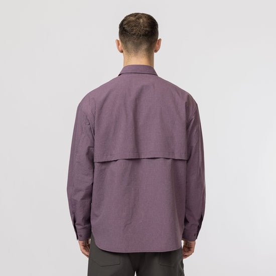 Snow Peak Kasuri Ripstop Shirt Dark Purple - Steranko Clothing Manchester