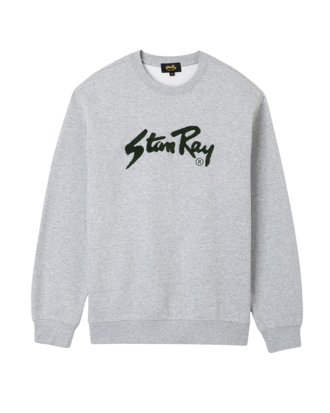 Stan Ray Chenille Patch Crew Sweat Heather Grey / Pine Needle - Steranko Clothing Manchester