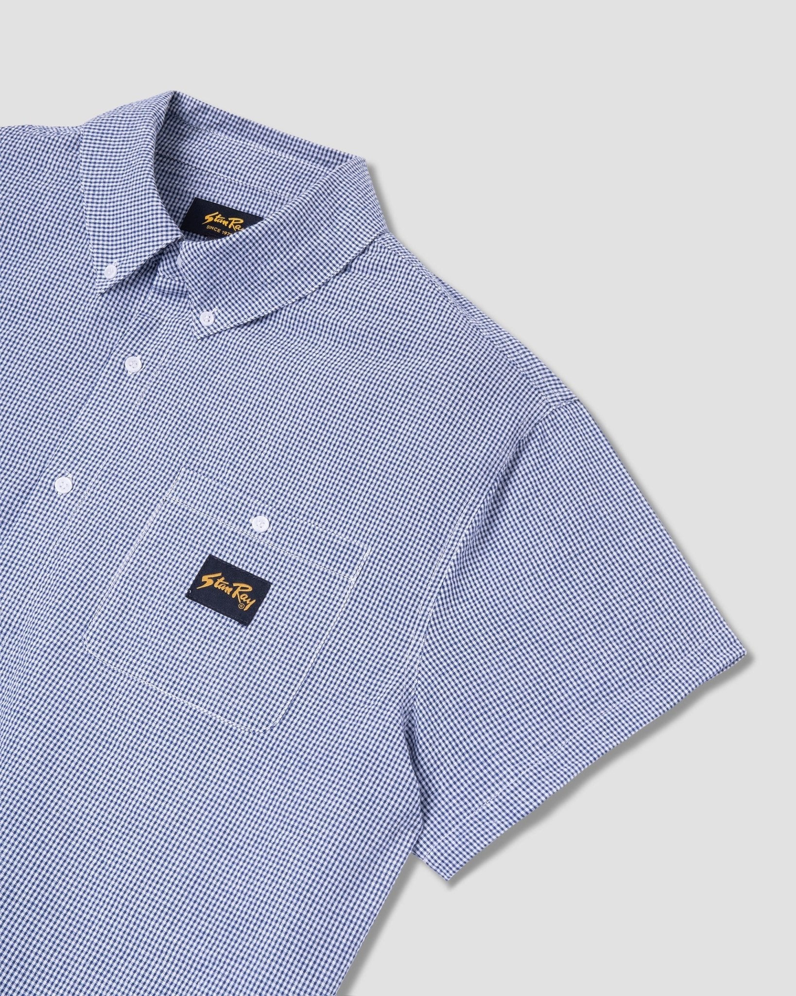 Stan Ray S/S Flannel Shirt Blue Gingham - Steranko Clothing Manchester