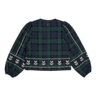 The Tiny Big Sister Embroidered Check Puff Sleeves Blouse Navy - Steranko Clothing Manchester