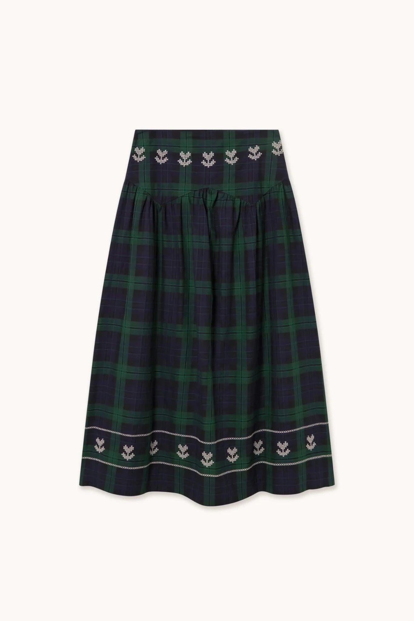 The Tiny Big Sister Embroidered Check Skirt Navy/Dark Green - Steranko Clothing Manchester