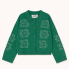 The Tiny Big Sister Flowers Embroidered Cardigan Emerald Green - Steranko Clothing Manchester