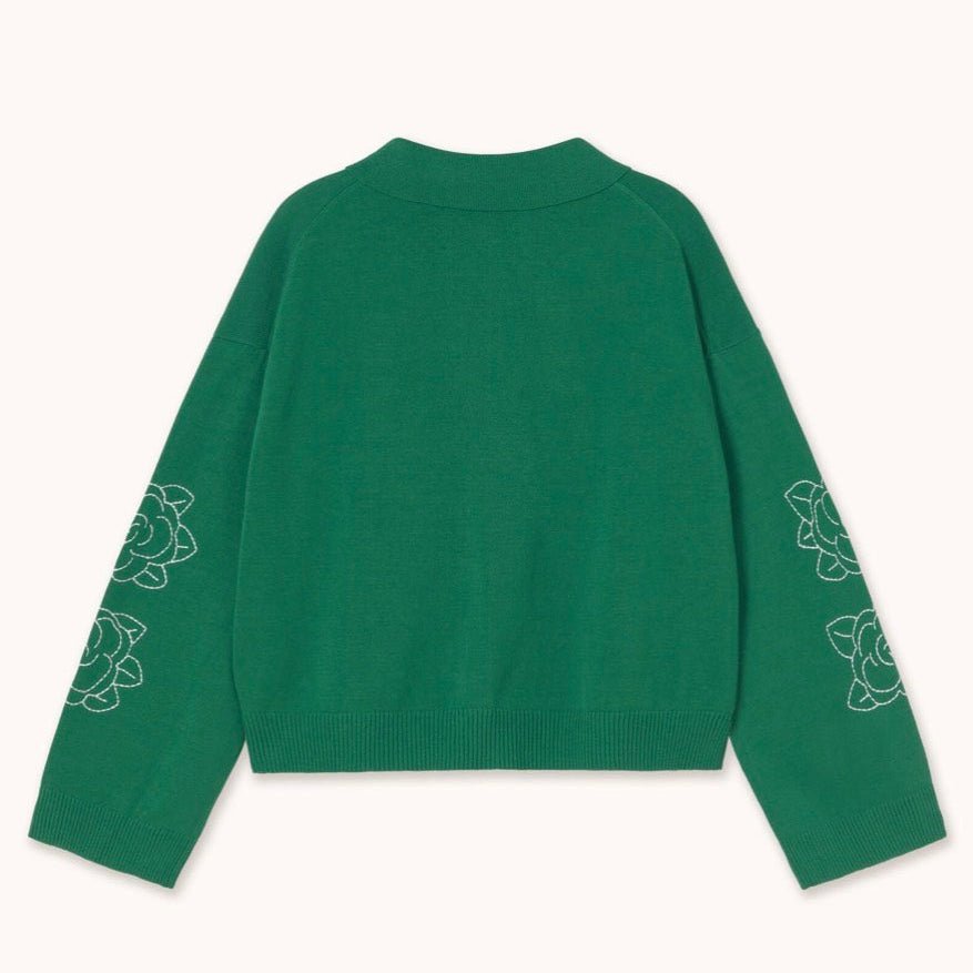 The Tiny Big Sister Flowers Embroidered Cardigan Emerald Green - Steranko Clothing Manchester
