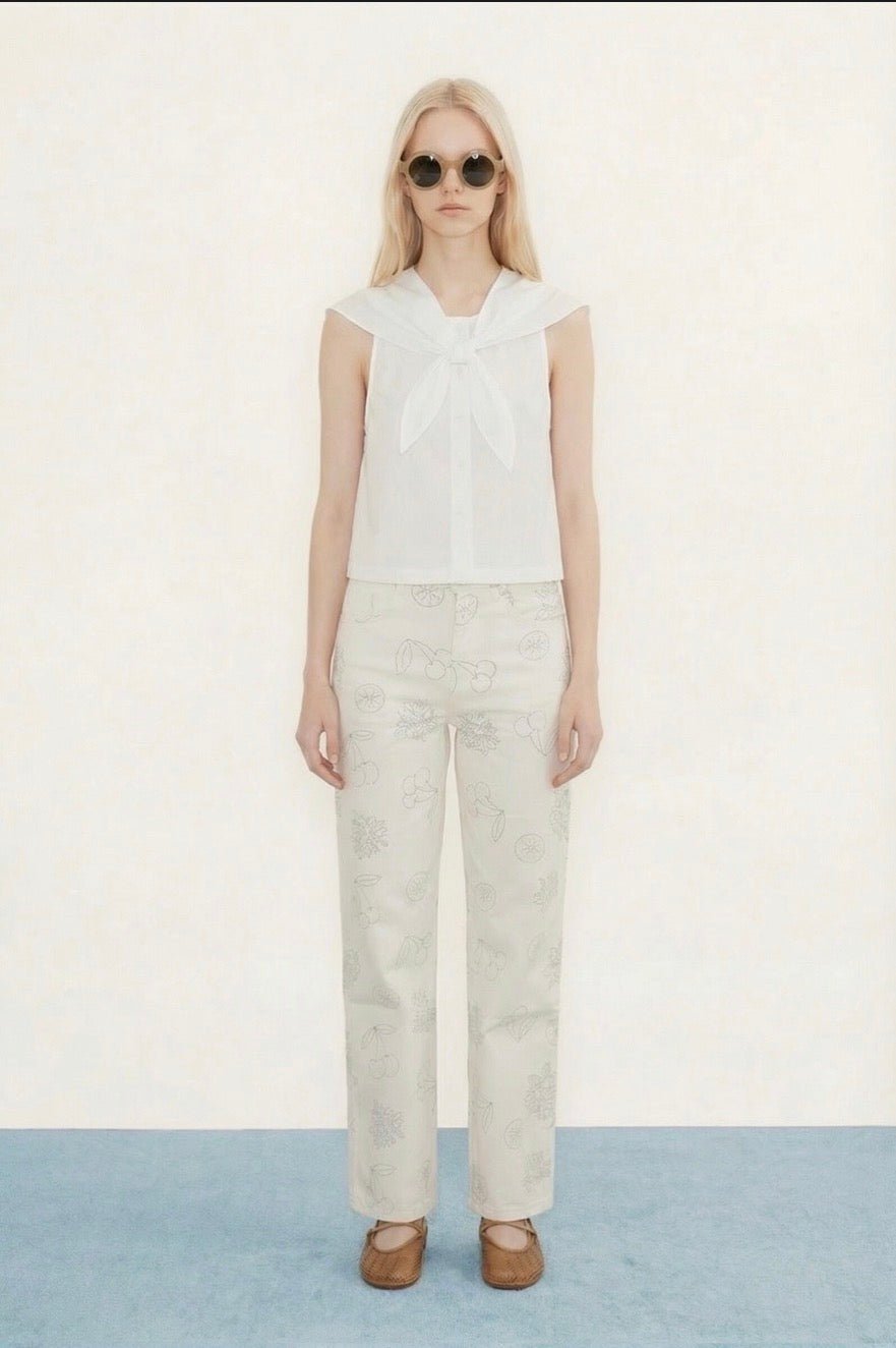 The Tiny Big Sister Scarf Neck Blouse Off White - Steranko Clothing Manchester