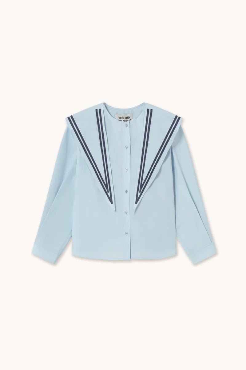 The Tiny Big Sister Scarf Neck Blouse Pretty Blue - Steranko Clothing Manchester