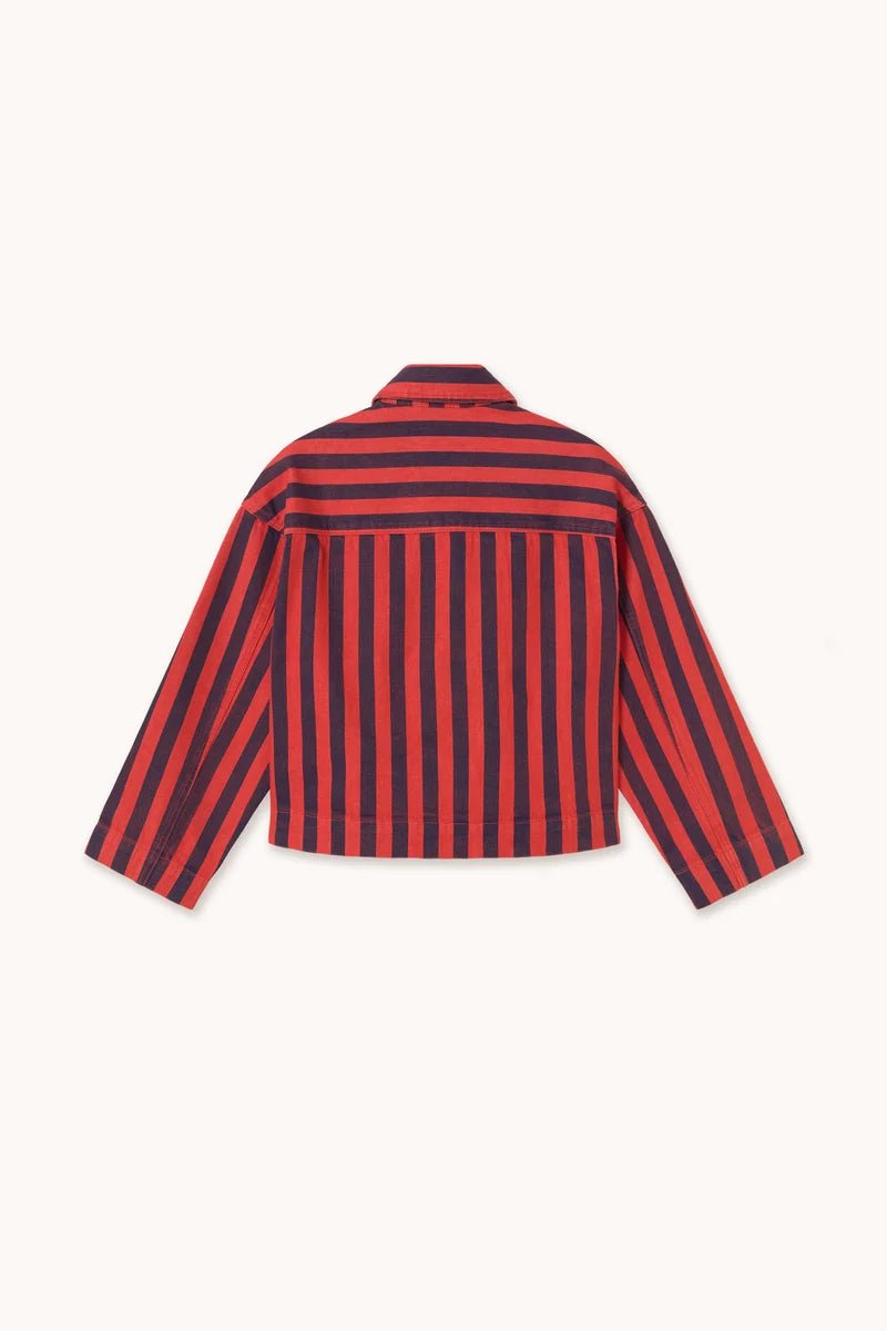 The Tiny Big Sister Stripes Denim Jacket Dark Red/Navy - Steranko Clothing Manchester