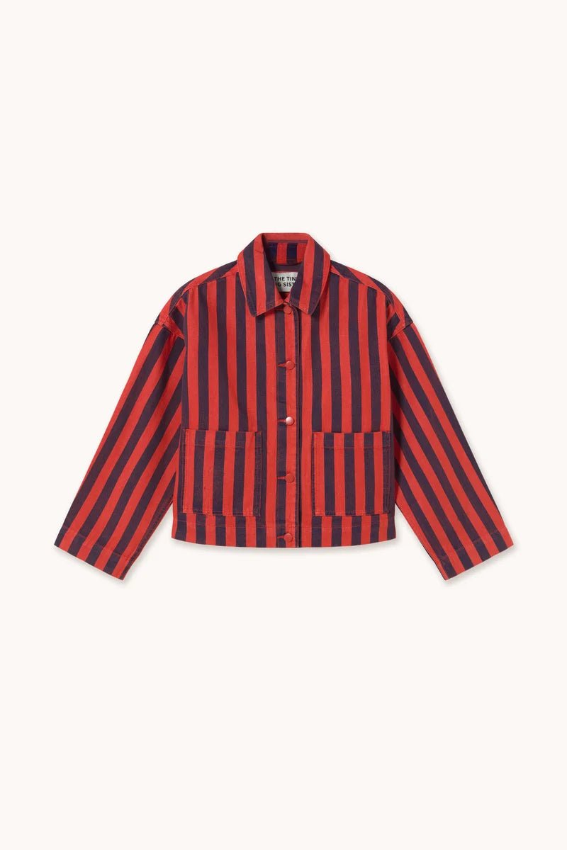 The Tiny Big Sister Stripes Denim Jacket Dark Red/Navy - Steranko Clothing Manchester