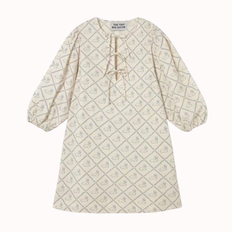 The Tiny Big Sister Swans Puff Sleeves Dress Light Cream - Steranko Clothing Manchester