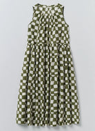 Toast Block Print Warp Check Sleeveless Dress Olive - Steranko Clothing Manchester