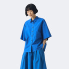 Toast Cotton Linen Poplin Shirt Enamel Blue - Steranko Clothing Manchester