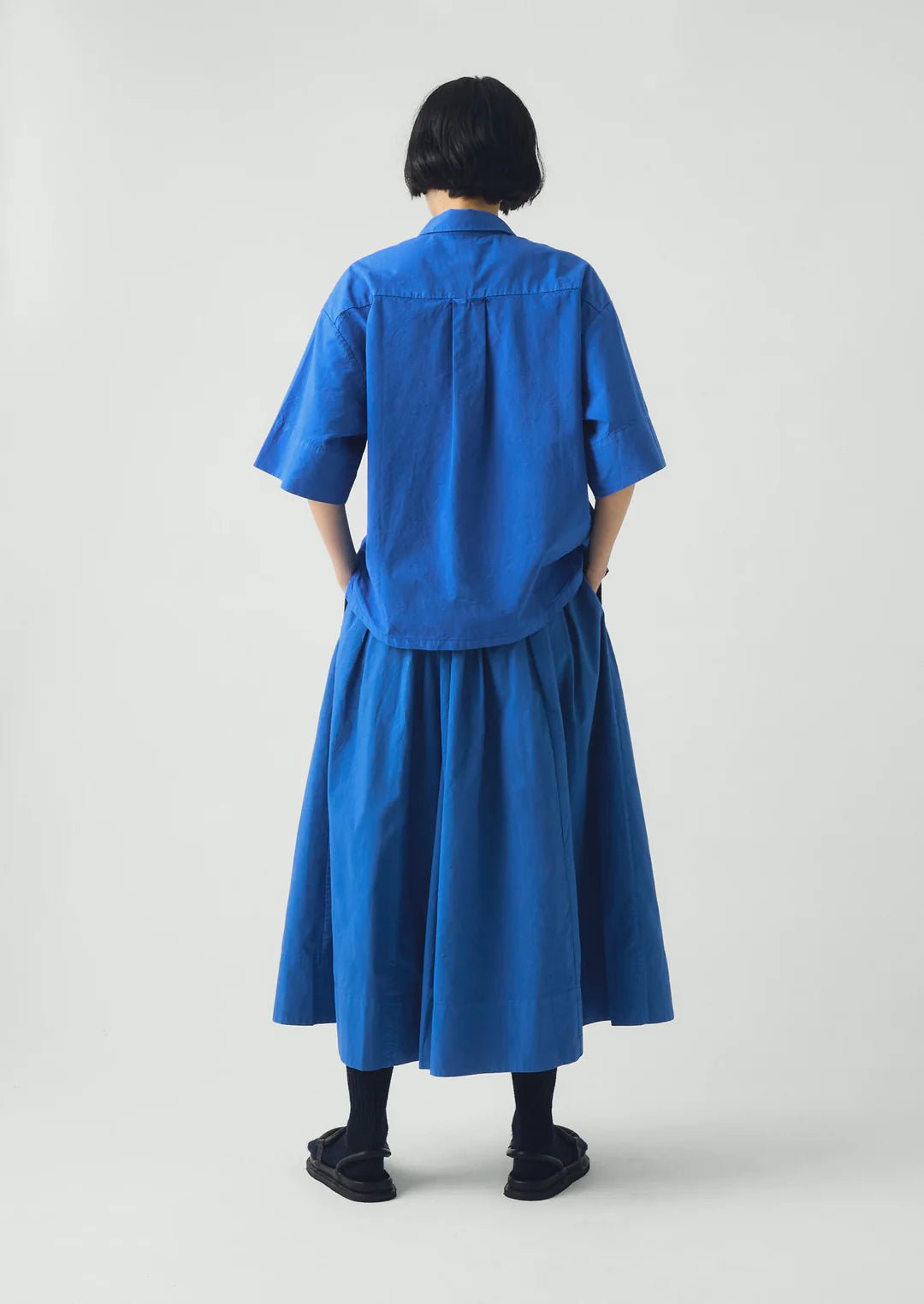 Toast Cotton Linen Poplin Shirt Enamel Blue - Steranko Clothing Manchester