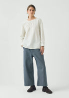 Toast Irregular Stripe Gathered Smock Top Cobalt - Steranko Clothing Manchester