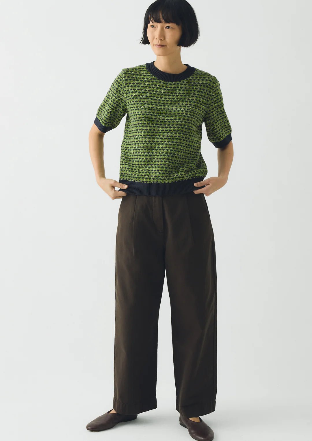 Toast Jacquard Knitted Cotton Top Green Multi - Steranko Clothing Manchester