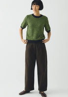 Toast Jacquard Knitted Cotton Top Green Multi - Steranko Clothing Manchester