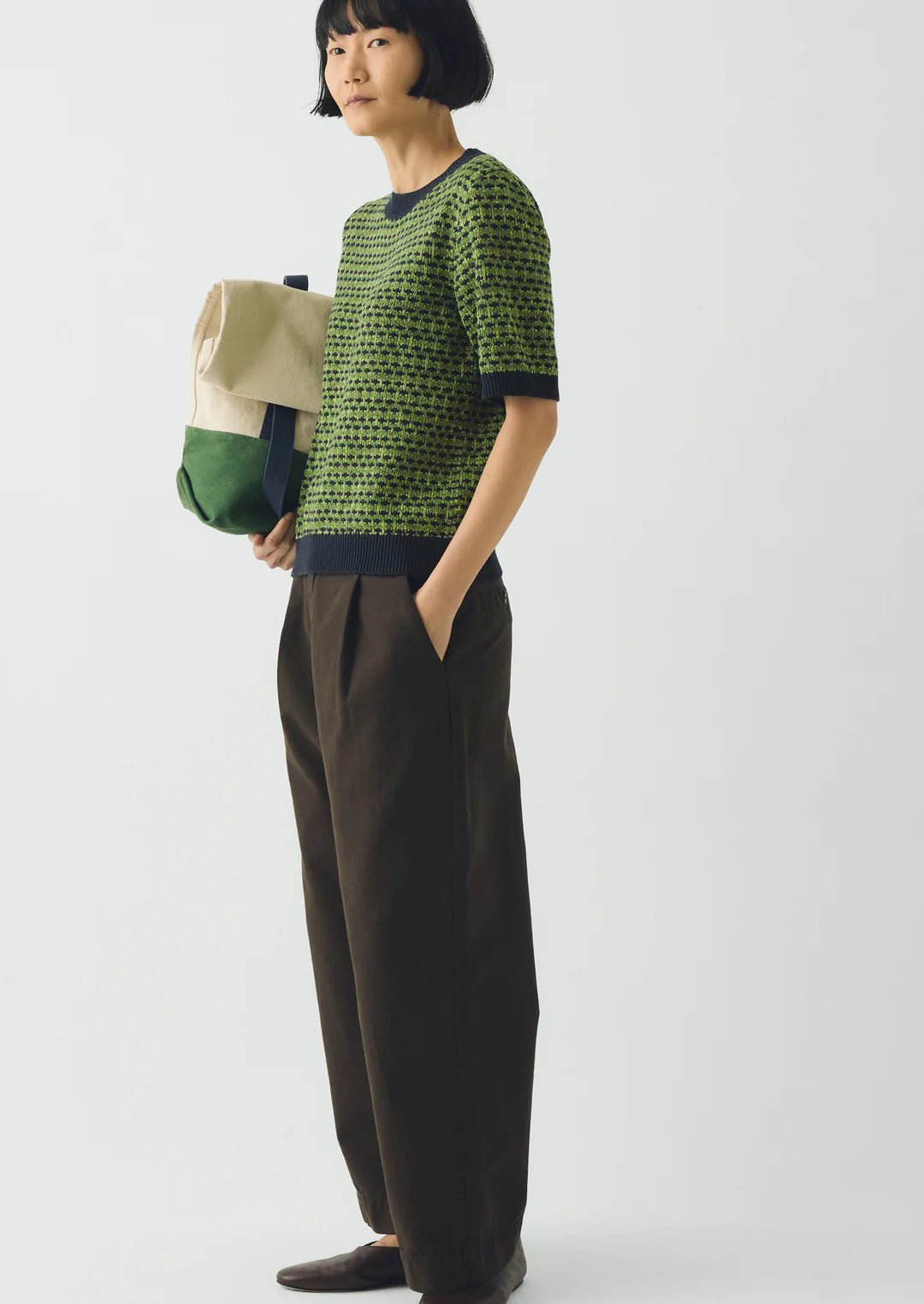 Toast Jacquard Knitted Cotton Top Green Multi - Steranko Clothing Manchester