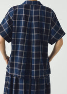 Toast Market Check Cotton Linen shirt Denim Blue - Steranko Clothing Manchester