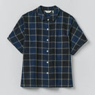 Toast Market Check Cotton Linen shirt Denim Blue - Steranko Clothing Manchester