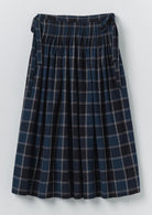 Toast Market Check Pleated Cotton Linen Skirt Denim Blue - Steranko Clothing Manchester