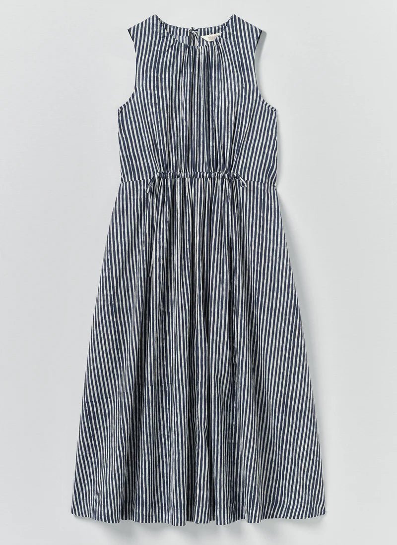 Toast Martha Natural Dye Stripe Cotton Dress Indigo - Steranko Clothing Manchester