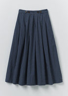 Toast Railroad Stripe Pleated Cotton Skirt Denim Blue - Steranko Clothing Manchester