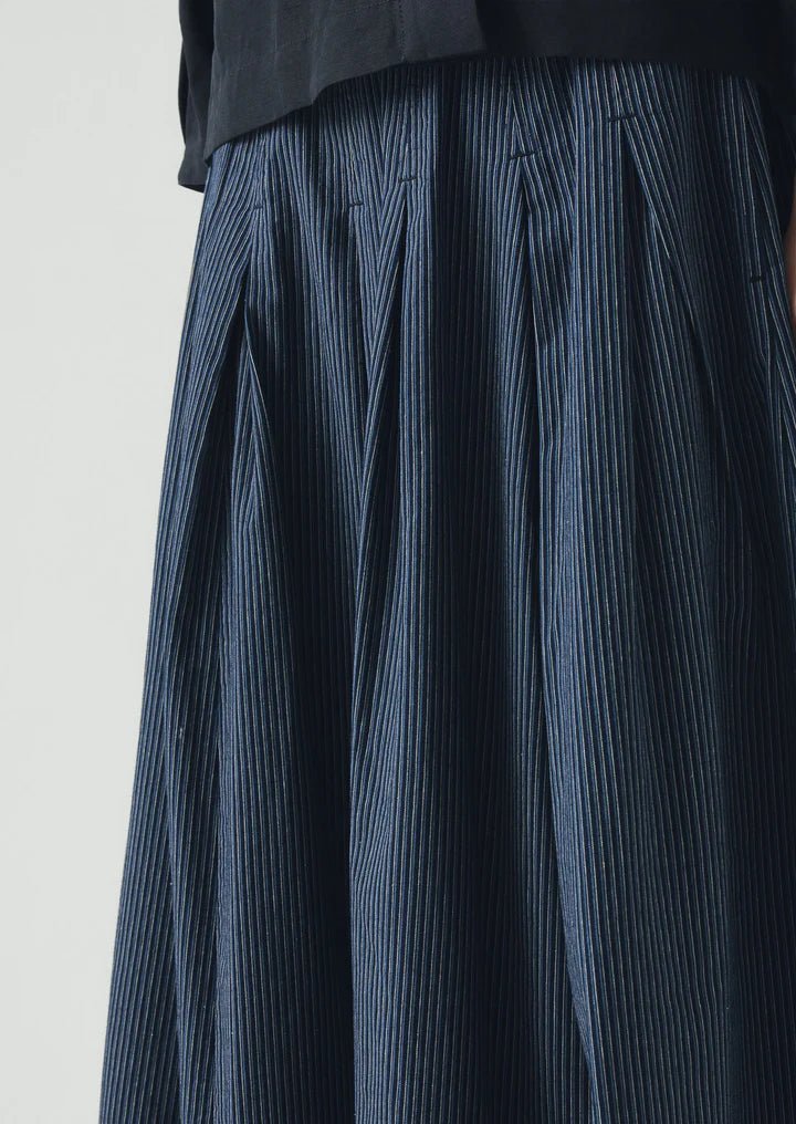 Toast Railroad Stripe Pleated Cotton Skirt Denim Blue - Steranko Clothing Manchester