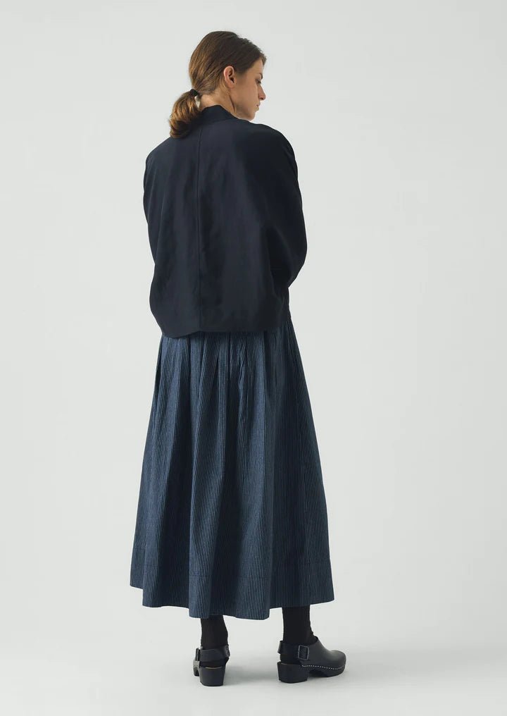 Toast Railroad Stripe Pleated Cotton Skirt Denim Blue - Steranko Clothing Manchester