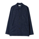 Universal Works Bobby Wool Mix Bakers Overshirt Navy Check - Steranko Clothing Manchester