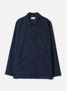 Universal Works Bobby Wool Mix Bakers Overshirt Navy Check - Steranko Clothing Manchester