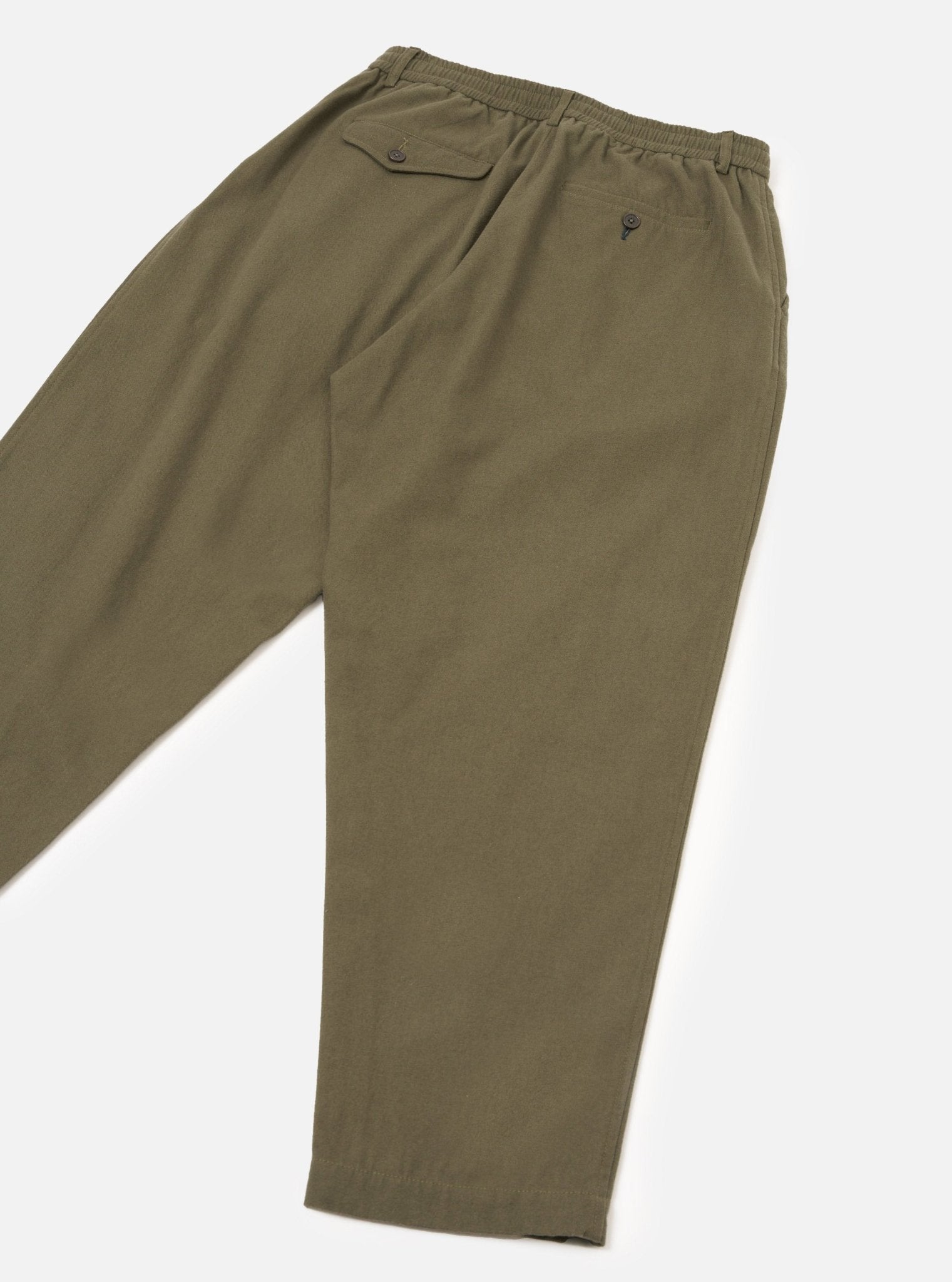 Universal Works Brushed Moleskin Pleated Track Pant Olive - Steranko Clothing Manchester