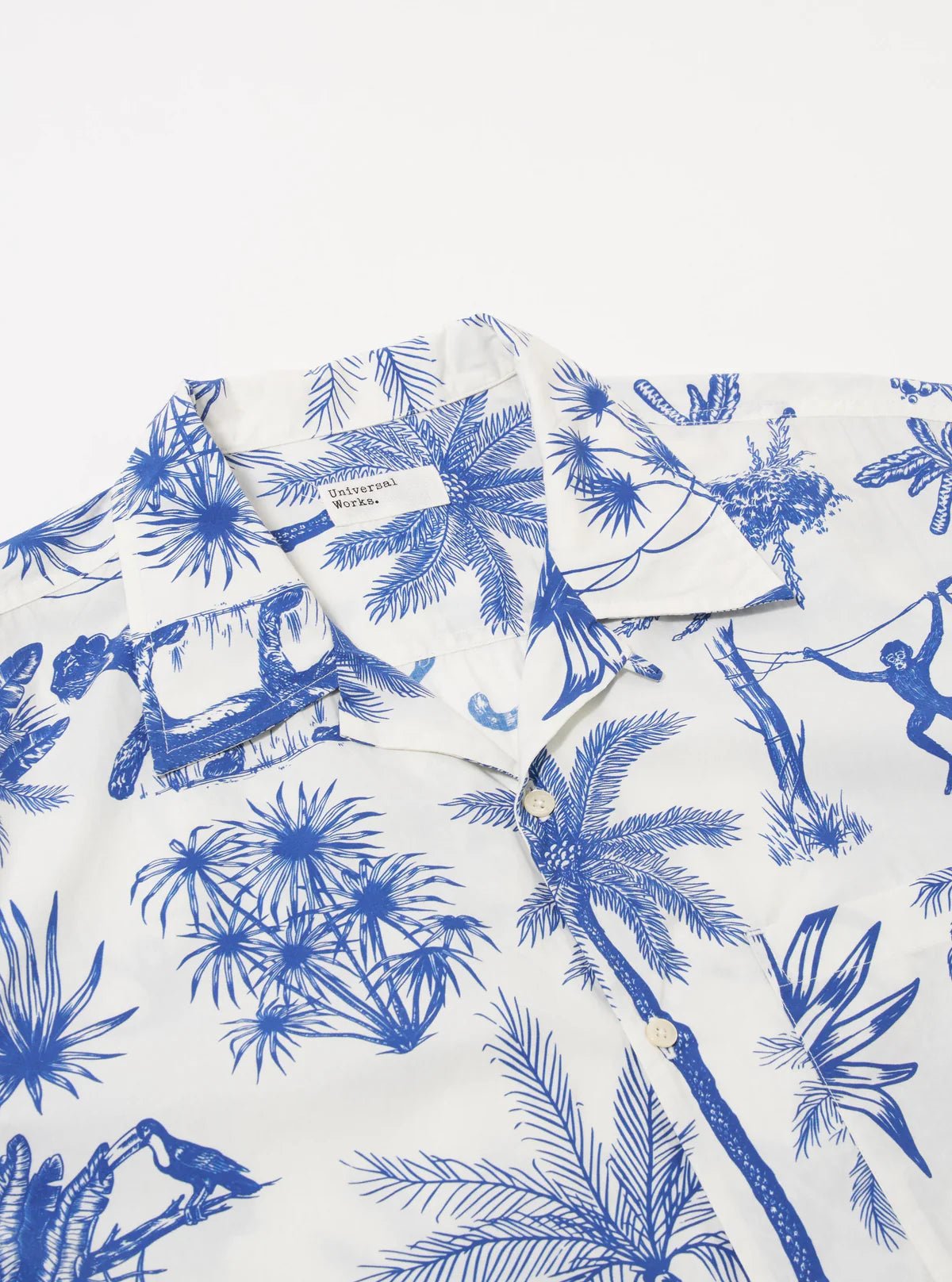 Universal Works Camp Shirt Jungle Toile Poplin White - Steranko Clothing Manchester