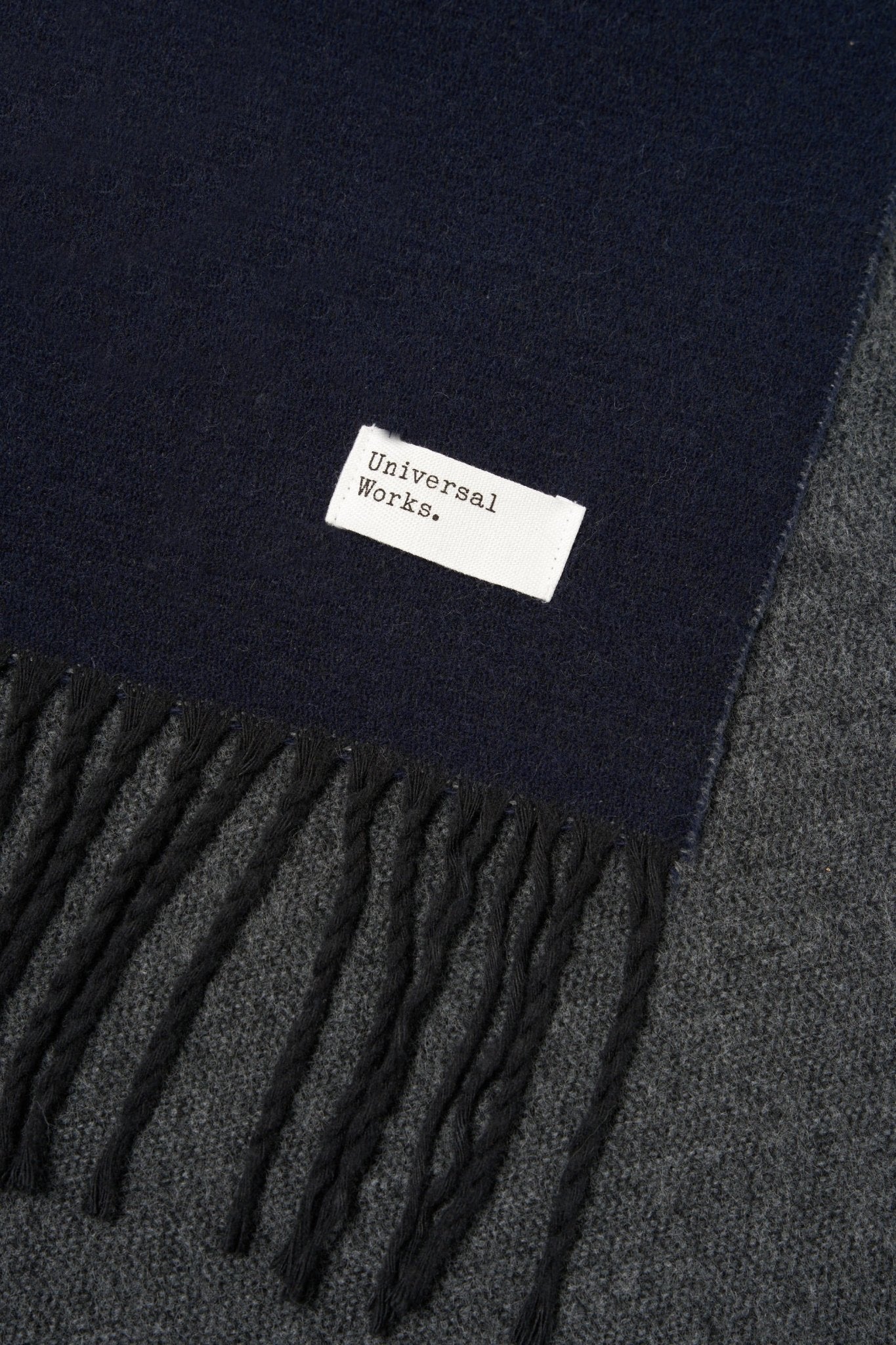 Universal Works Double Sided Scarf Navy / Mid Grey - Steranko Clothing Manchester