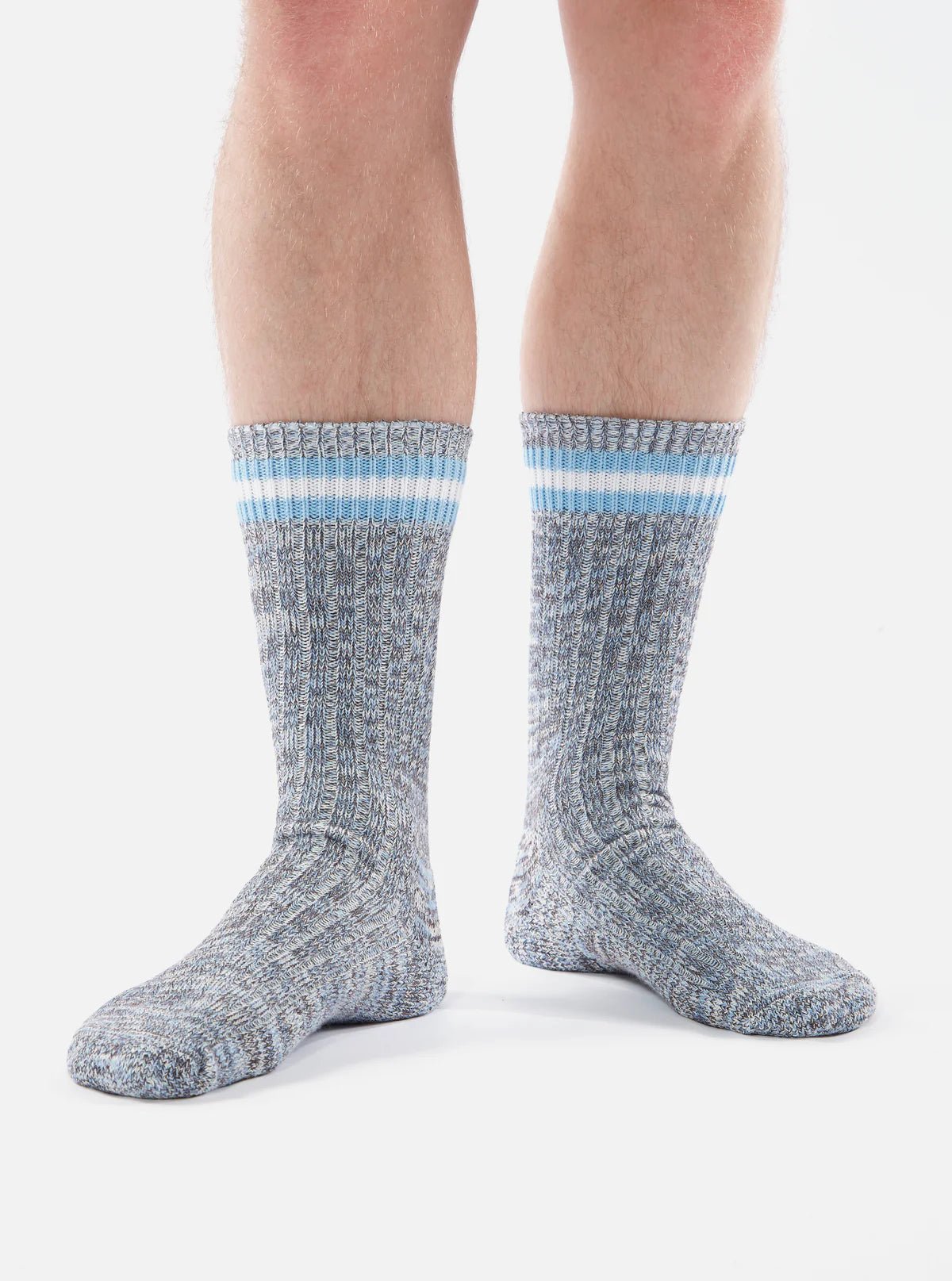 Universal Works Everyday Stripe Sock Cornish Blue - Steranko Clothing Manchester