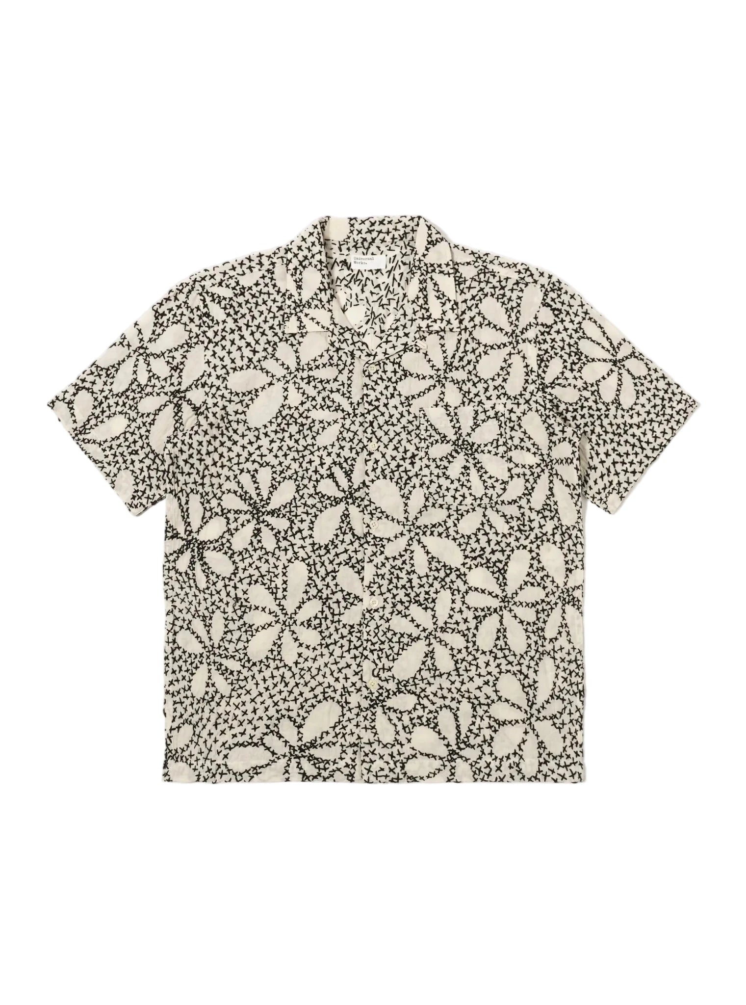 Universal Works Kantha Flower Road Shirt Ecru / Black - Steranko Clothing Manchester