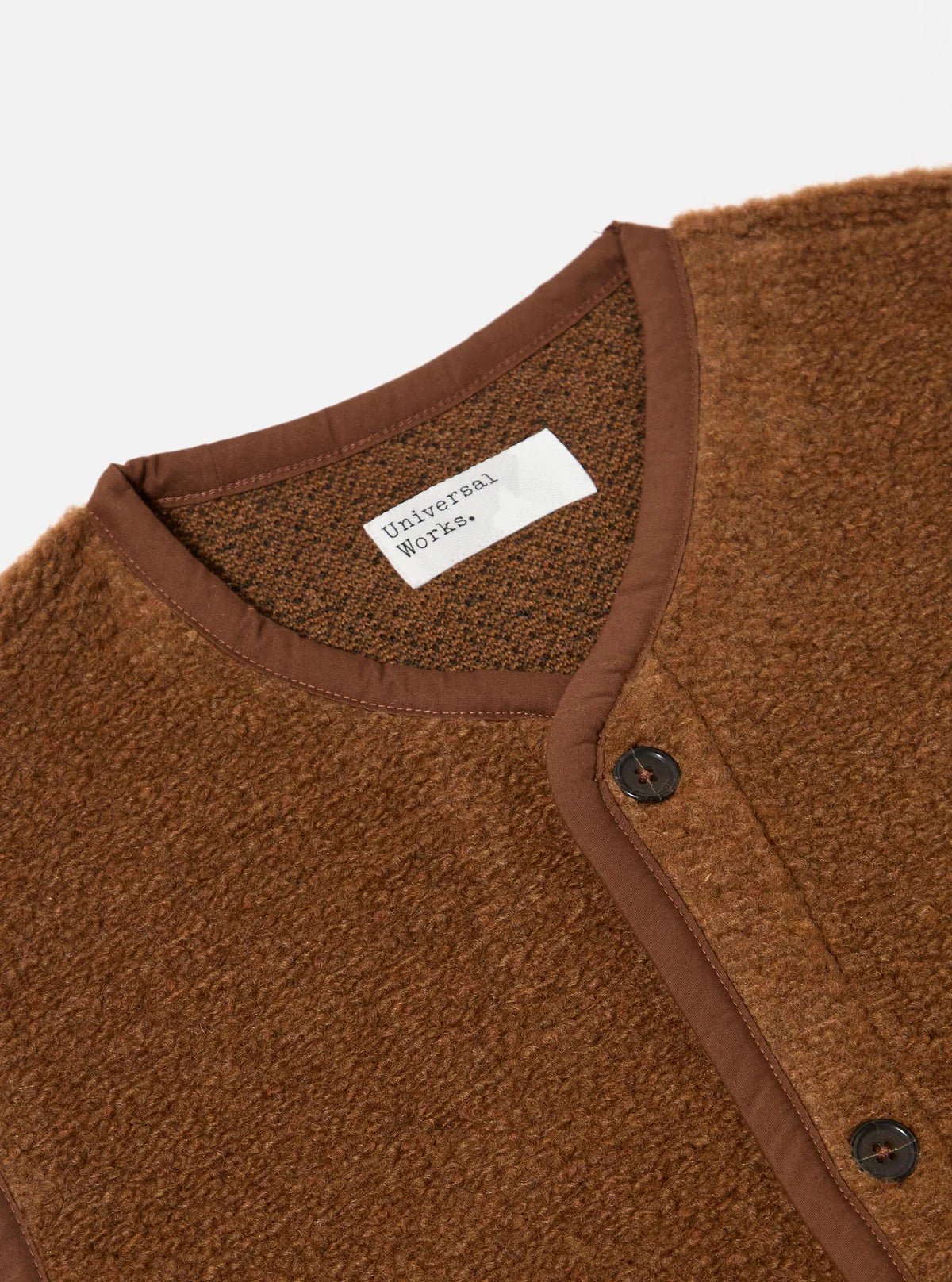 Universal Works Lancaster Gilet Alvar Fleece Cumin - Steranko Clothing Manchester