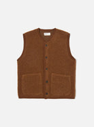 Universal Works Lancaster Gilet Alvar Fleece Cumin - Steranko Clothing Manchester