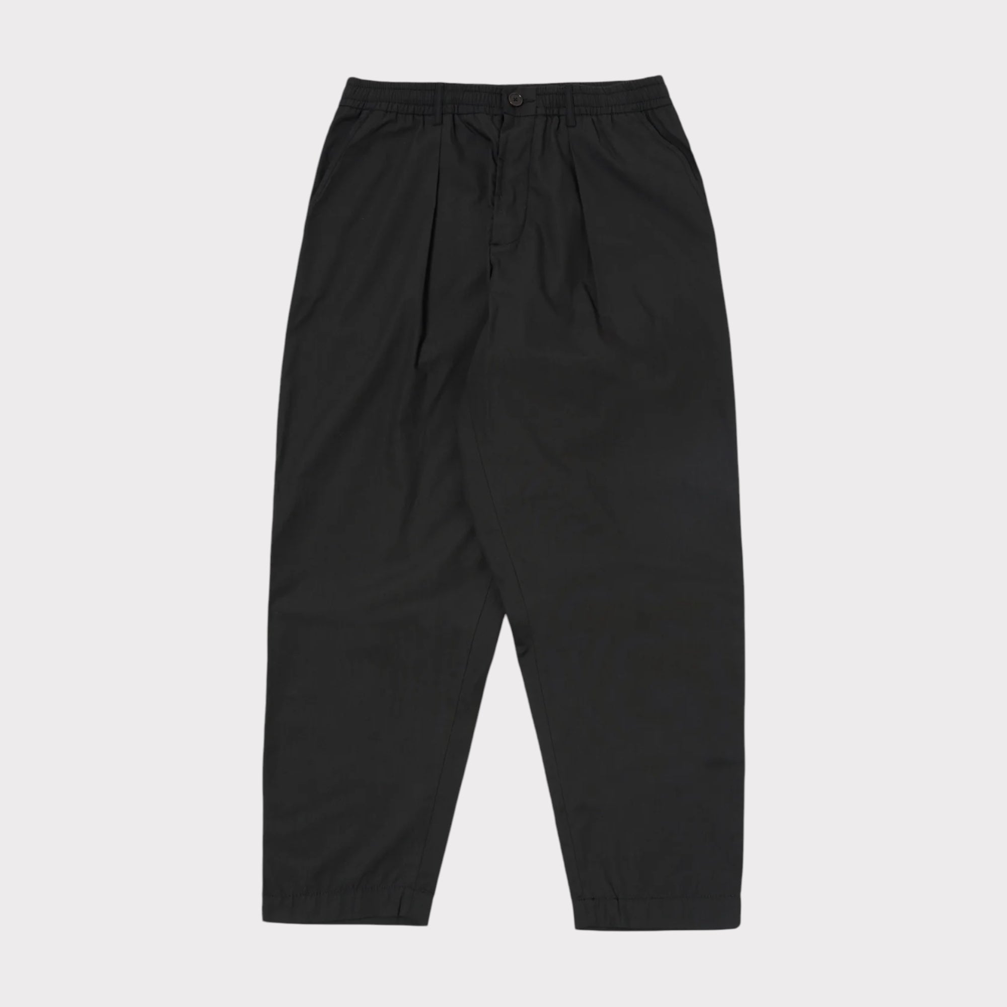 Universal Works Pleated Track Pant Black Tech - Steranko Clothing Manchester