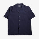 Universal Works Road Shirt Arten Seersucker Navy - Steranko Clothing Manchester