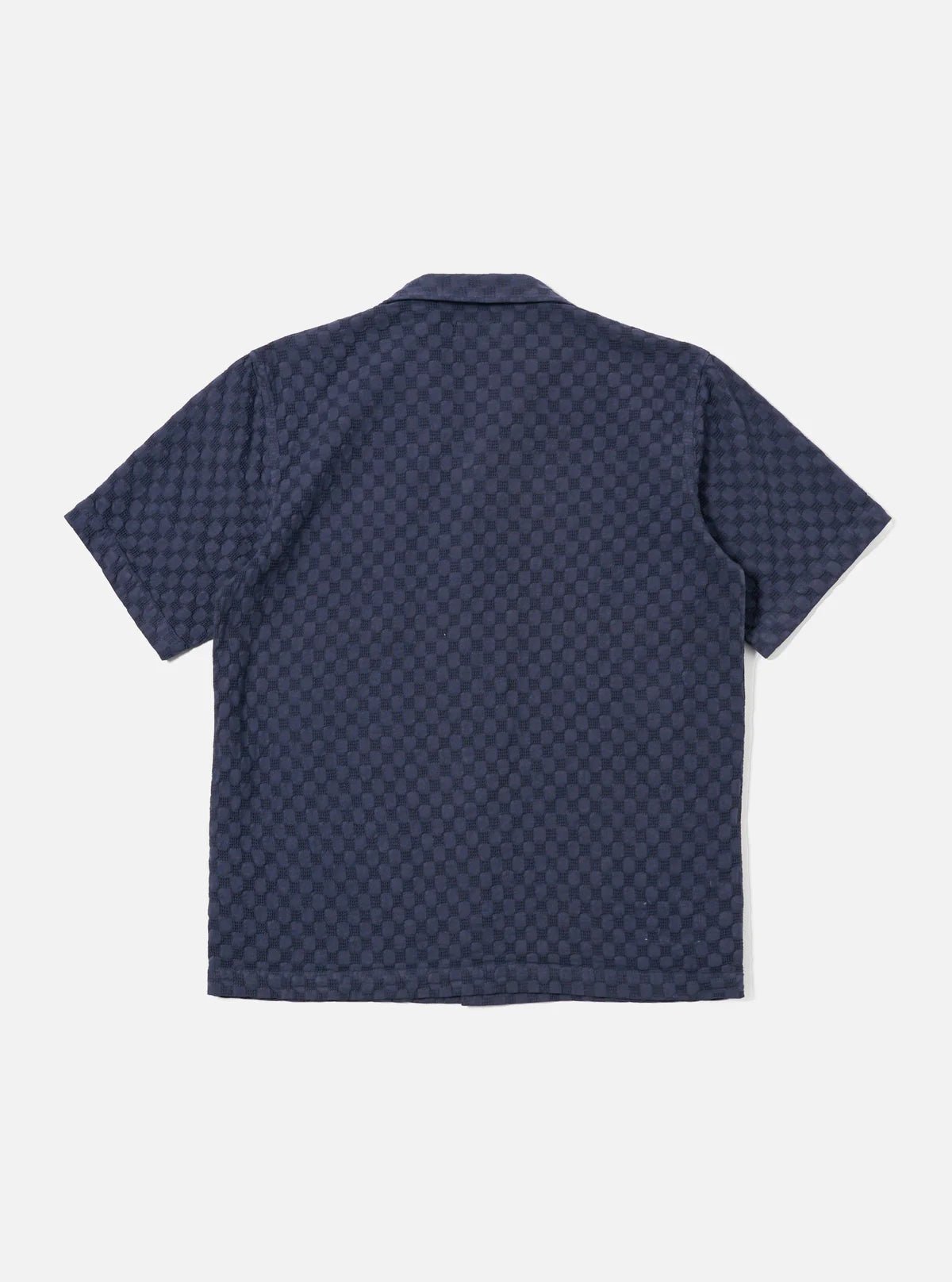 Universal Works Road Shirt Dot Waffle Navy - Steranko Clothing Manchester
