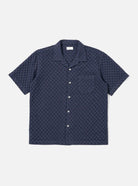 Universal Works Road Shirt Dot Waffle Navy - Steranko Clothing Manchester