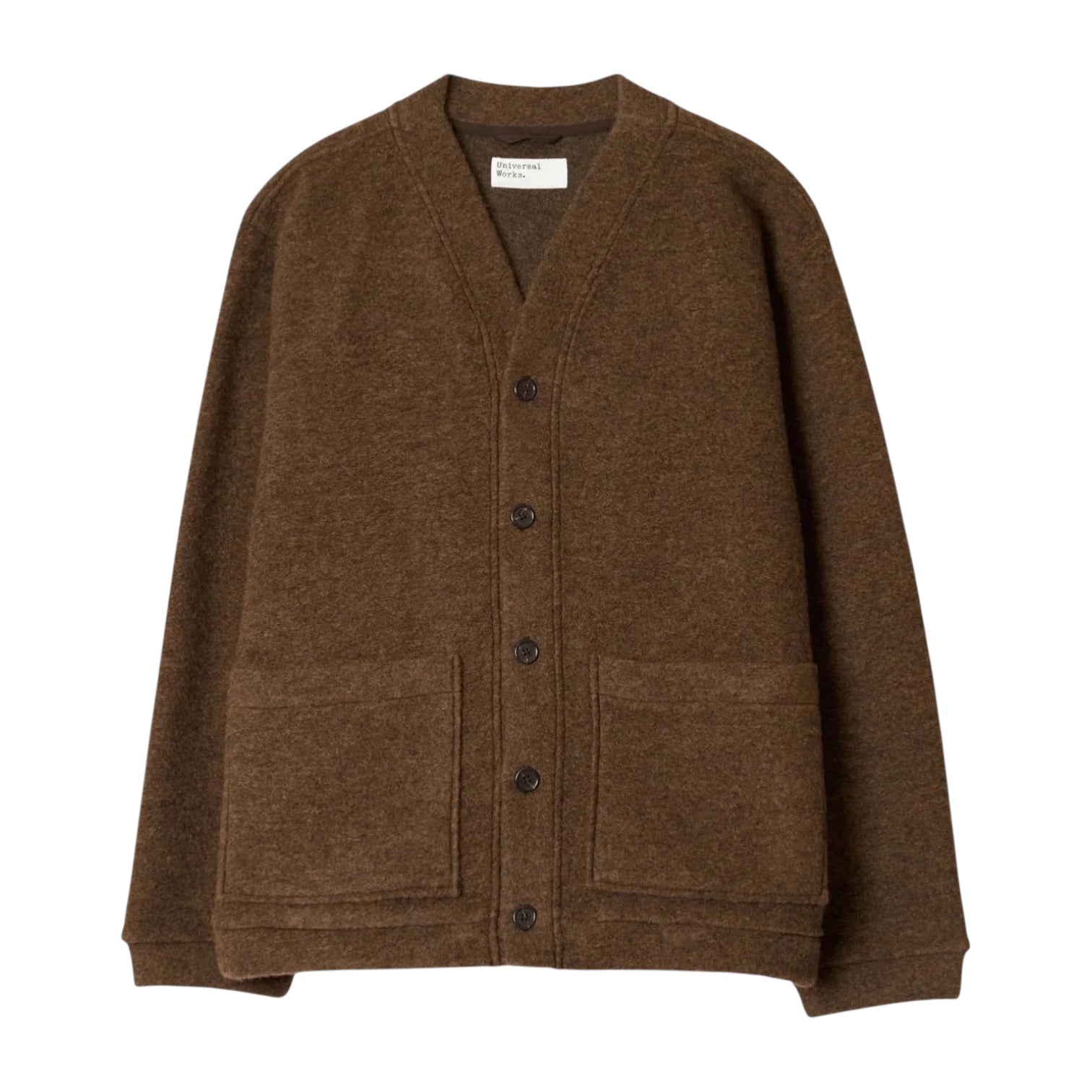 Universal Works Wool Fleece Advance Cardigan Brown Marl - Steranko Clothing Manchester